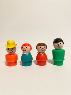 Vintage Little People Figure Dolls Cowboy w Hat Girl Boy Lot Bundle Fisher Price